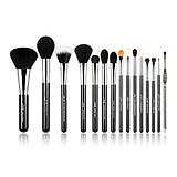 JESSUP 15 pcs brushes set black/silver T092 - PROFESSZIONÁLIS KOMPLETT SMINKECSETKÉSZLET ARCRA SZEMRE