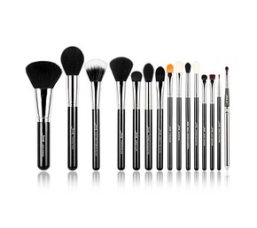 JESSUP 15 pcs brushes set black/silver T092 - PROFESSZIONÁLIS KOMPLETT SMINKECSETKÉSZLET ARCRA SZEMRE