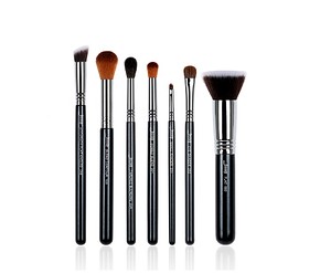 JESSUP 7 pcs Brush Pro Set Black/Silver T119 - PROFESSZIONÁLIS SMINKECSET KÉSZLET ARCRA SZEMRE