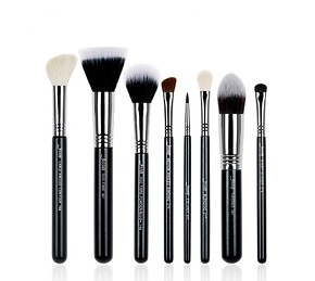 JESSUP 8 pcs Brush Pro Set Black/Silver T120 - PROFESSZIONÁLIS SMINKECSET KÉSZLET ARCRA SZEMRE TESTRE