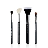 JESSUP 4 pcs Brush Set Black/Silver T123 - PROFESSZIONÁLIS SMINKECSET KÉSZLET ARCRA SZEMRE