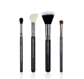 JESSUP 4 pcs Brush Set Black/Silver T123 - PROFESSZIONÁLIS SMINKECSET KÉSZLET ARCRA SZEMRE