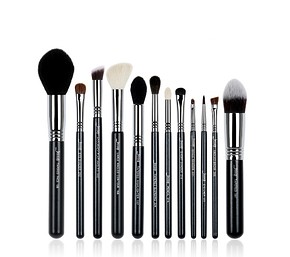 JESSUP 12 pcs Brush Pro Set Black/Silver T128 - PROFESSZIONÁLIS SMINKECSET KÉSZLET ARCRA SZEMRE TESTRE