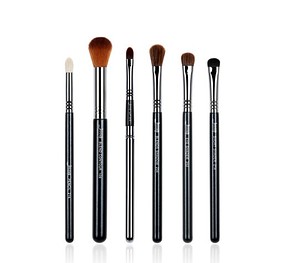 JESSUP PRO 6 pcs Brush Set Black/Silver T130 - PROFESSZIONÁLIS SMINKES ECSETKÉSZLET SZEMRE ARCRA