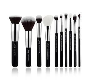 JESSUP 10 pcs Brush Set Black/Silver T176 - PROFESSZIONÁLIS SMINKECSET KÉSZLET ARCA SZEMRE