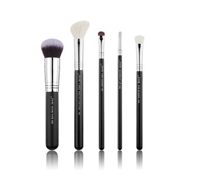 JESSUP 5 pcs Brush Set Black/Silver T303 - PROFESSZIONÁLIS SMINKECSET KÉSZLET ARCRA SZEMRE