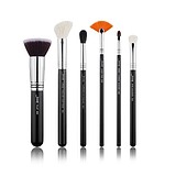 JESSUP 6 pcs Brush Set Black/Silver T304 - PROFESSZIONÁLIS SMINKECSET KÉSZLET ARCRA SZEMRE